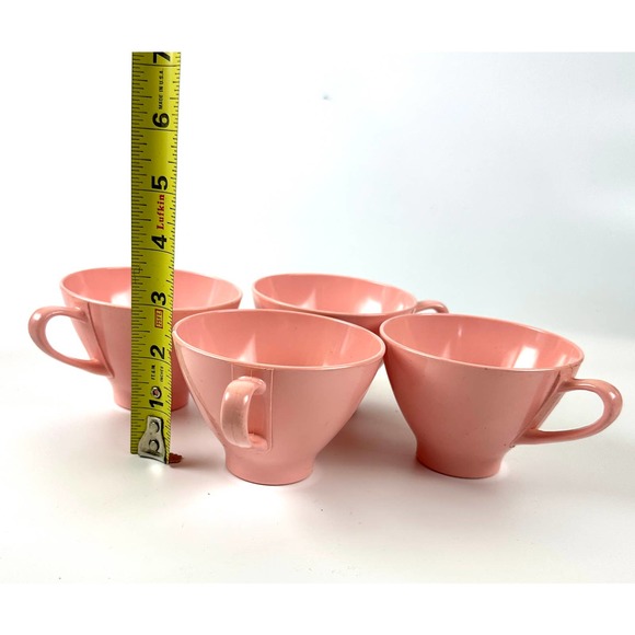 Vintage Pink Melmac Coffee Cups Retro 1950's Melamine MCM Mid Century Kitchen - Picture 6 of 7